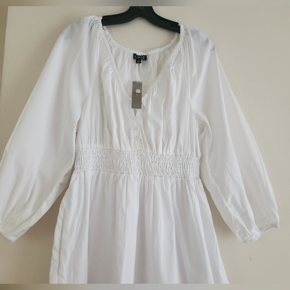 Jcrew v-neck midi dress cotton poplin white sz M, L available NWT - Picture 6 of 14